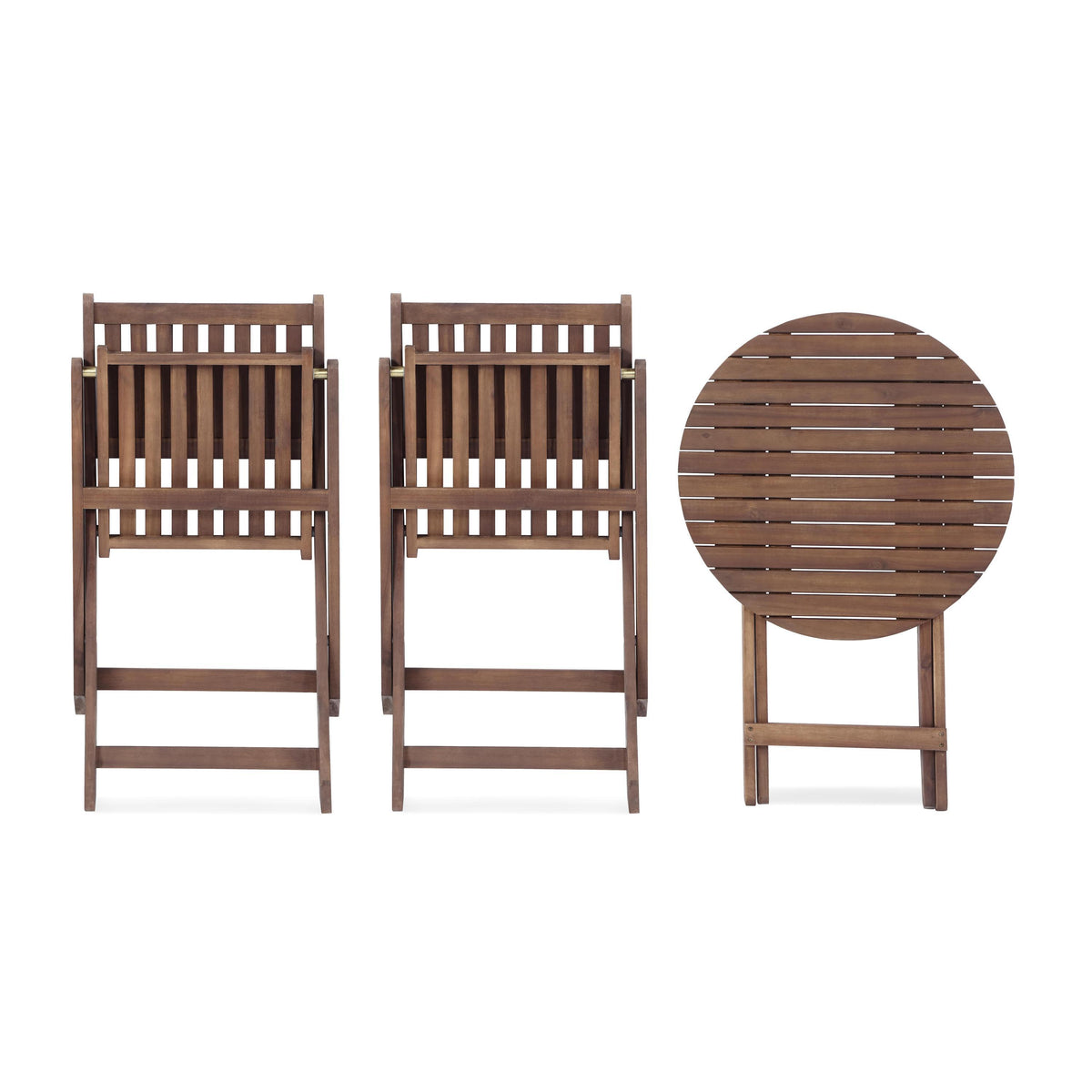 3-Piece Acacia Wood Bistro Set, Wooden Folding Patio Furniture for Garden Backyard Balcony Porch w/ 1 Coffee Table and 2 Foldable Chairs, Natural Stained W2640P209682-djyc