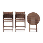 3-Piece Acacia Wood Bistro Set, Wooden Folding Patio Furniture for Garden Backyard Balcony Porch w/ 1 Coffee Table and 2 Foldable Chairs, Natural Stained W2640P209682-djyc