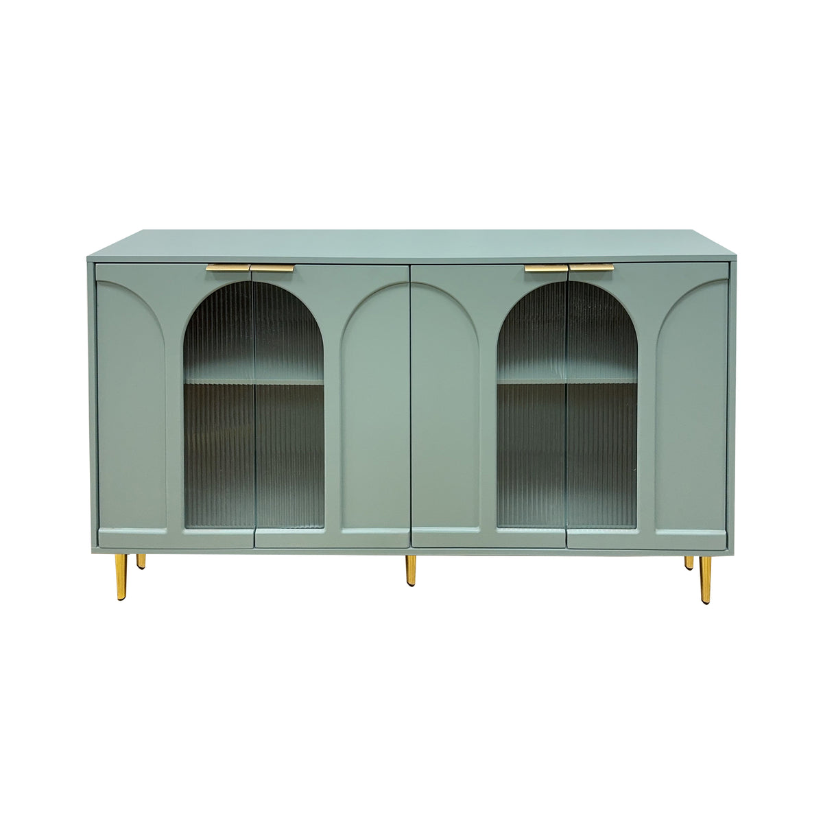 Accent Cabinet Lacquered Wooden Cabinet with 4 Glass Doors Sideboard Buffet Server Cabinet Storage Cabinet, for Living Room, Entryway, Hallway, Office, Kitchen and Dining Room, Mint Green W1435P170161-djyc