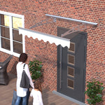 DA4734C Series Door Window Awning Made of 0.137 Inch Thick Crystal Solid Polycarbonate Sheet and Aluminum Alloy with Valance in size of 47' Wide x 34' Deep for Masonry Concrete Wall W2205P179822-djyc