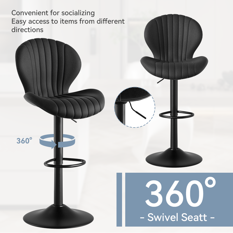 Modern Minimalist 360° Rotating Bar Stool: Resilient Foam & Ergonomic Design FU01023-wz