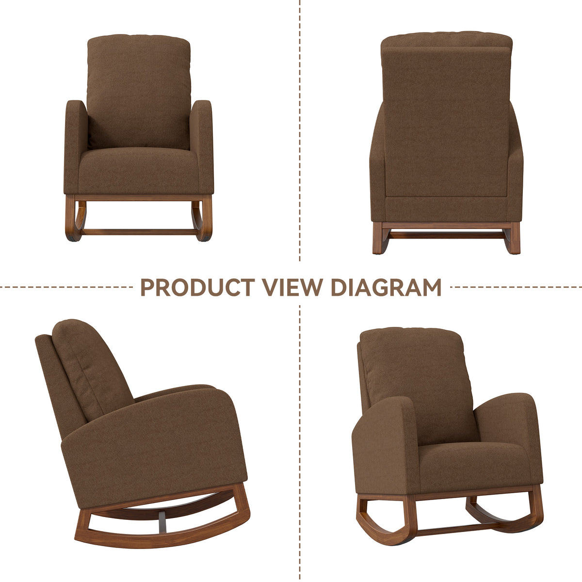 Lounge Fabric Accent Rocking Chair：Durable Wooden Legs&Towel Fabric FU01069-wz