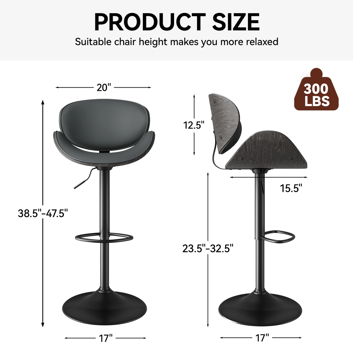 Modern Minimalist Adjustable Bar Stool: 360° Swivel & Waterproof Cushion FU01049-wz