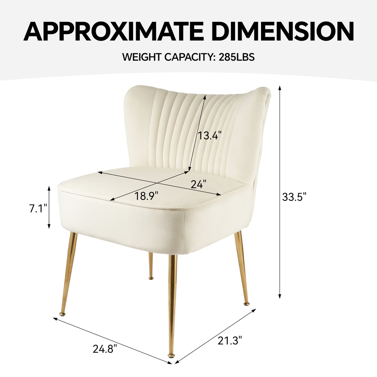 Elegant Modern Curved Backrest Chair ： Quilted Texture & Golden Metal LegsFU01033-wz