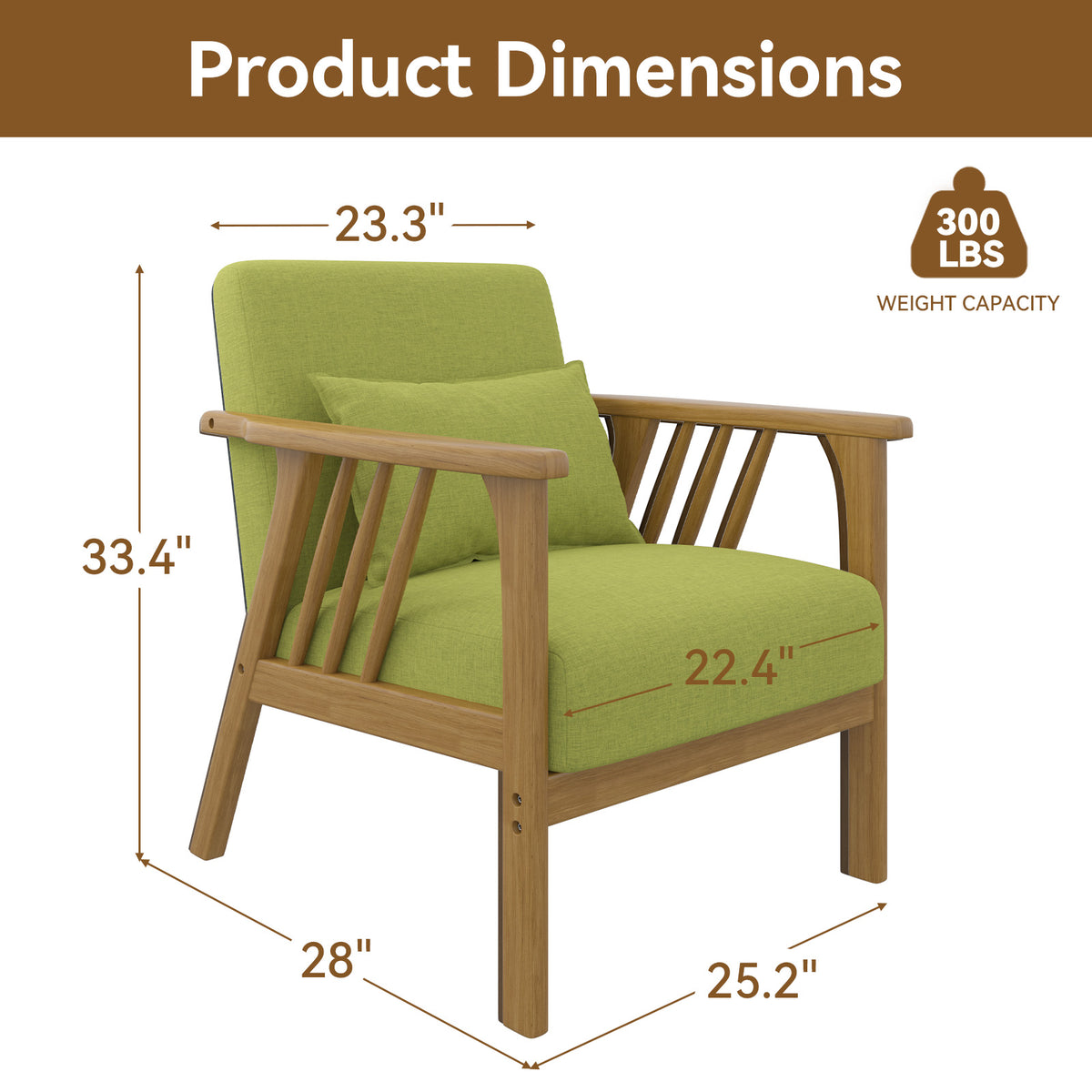 Modern Minimalist Single Sofa Chair: High-Density Sponge Cushion & High-Quality Wooden Frame FU01050-wz