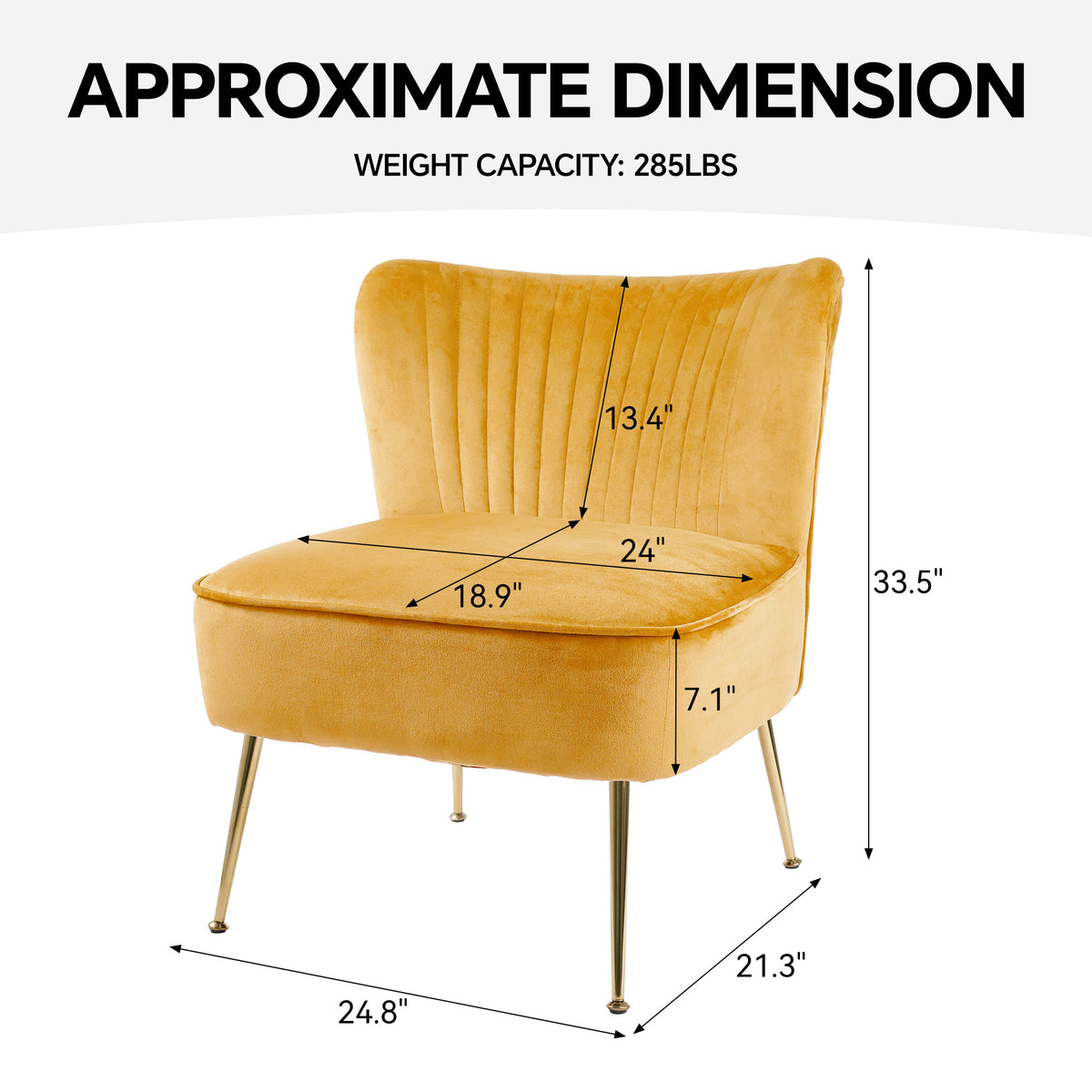 Elegant Modern Curved Backrest Chair ： Quilted Texture & Golden Metal LegsFU01033-wz