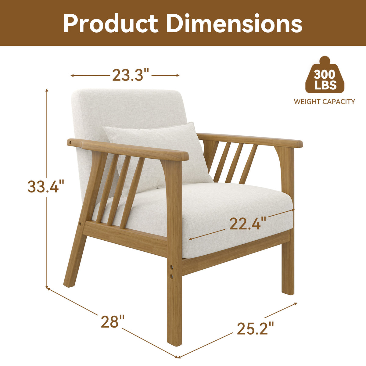 Modern Minimalist Single Sofa Chair: High-Density Sponge Cushion & High-Quality Wooden Frame FU01050-wz