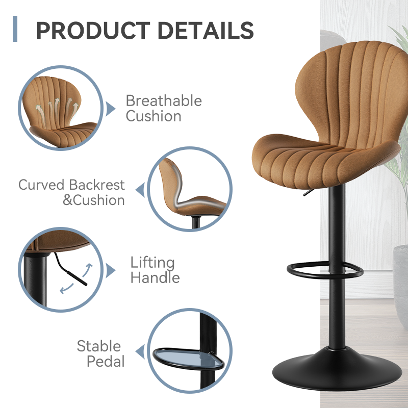 Modern Minimalist 360° Rotating Bar Stool: Resilient Foam & Ergonomic Design FU01023-wz