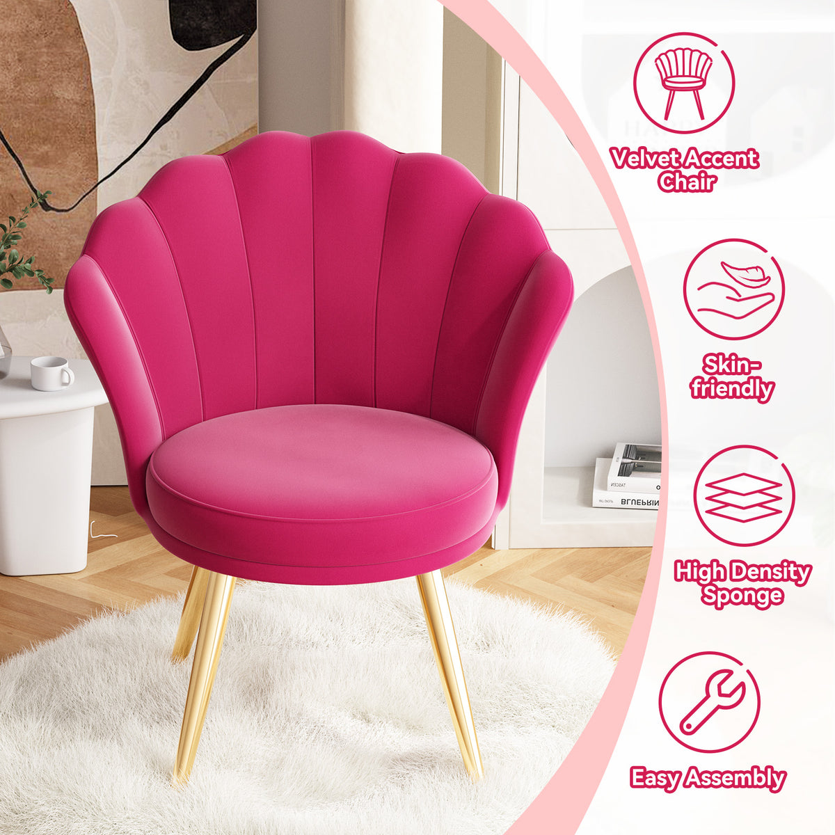 Premium Velvet Accent Chair：Soft Cushion&Adjustable Foot FU01058-wz