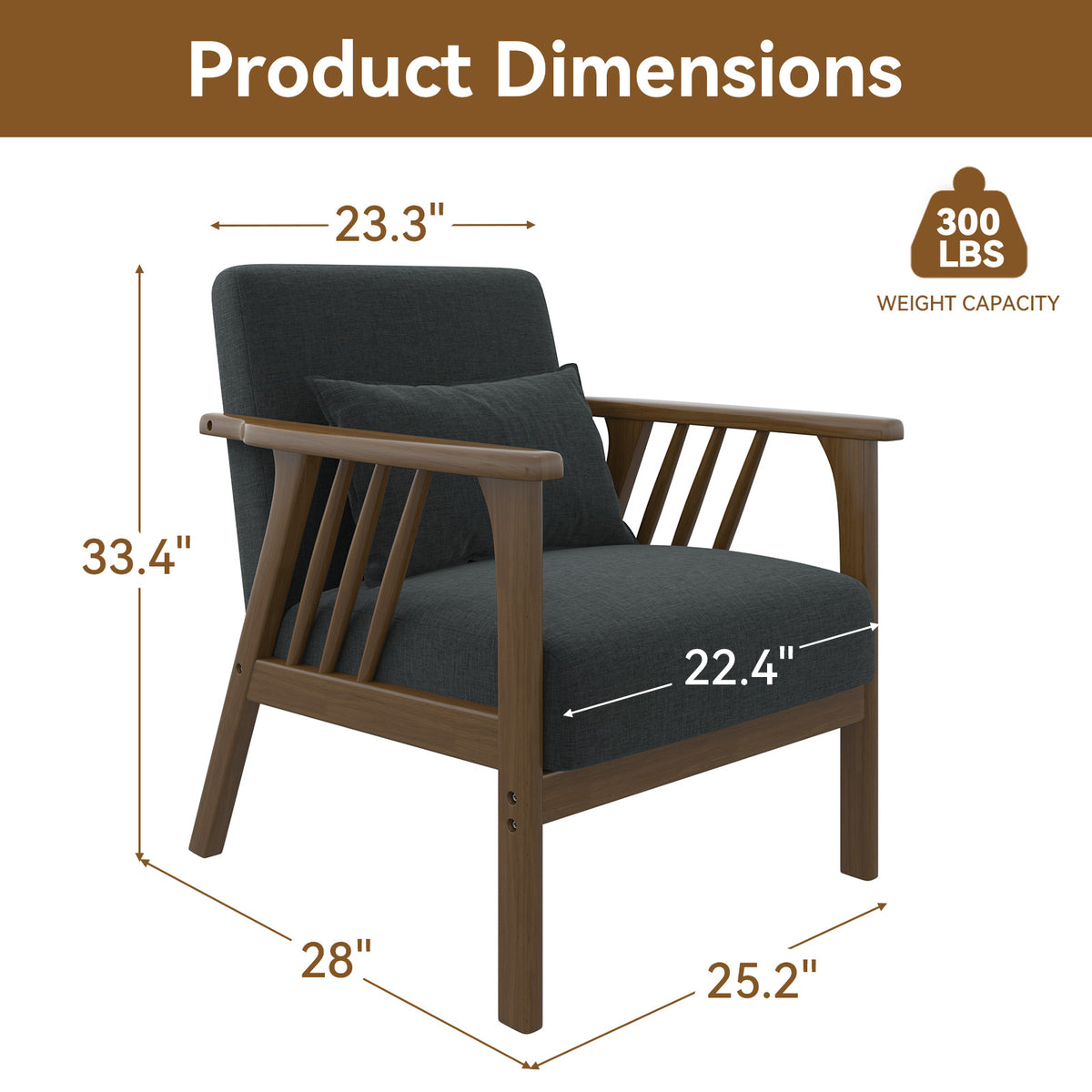 Modern Minimalist Single Sofa Chair: High-Density Sponge Cushion & High-Quality Wooden Frame FU01050-wz