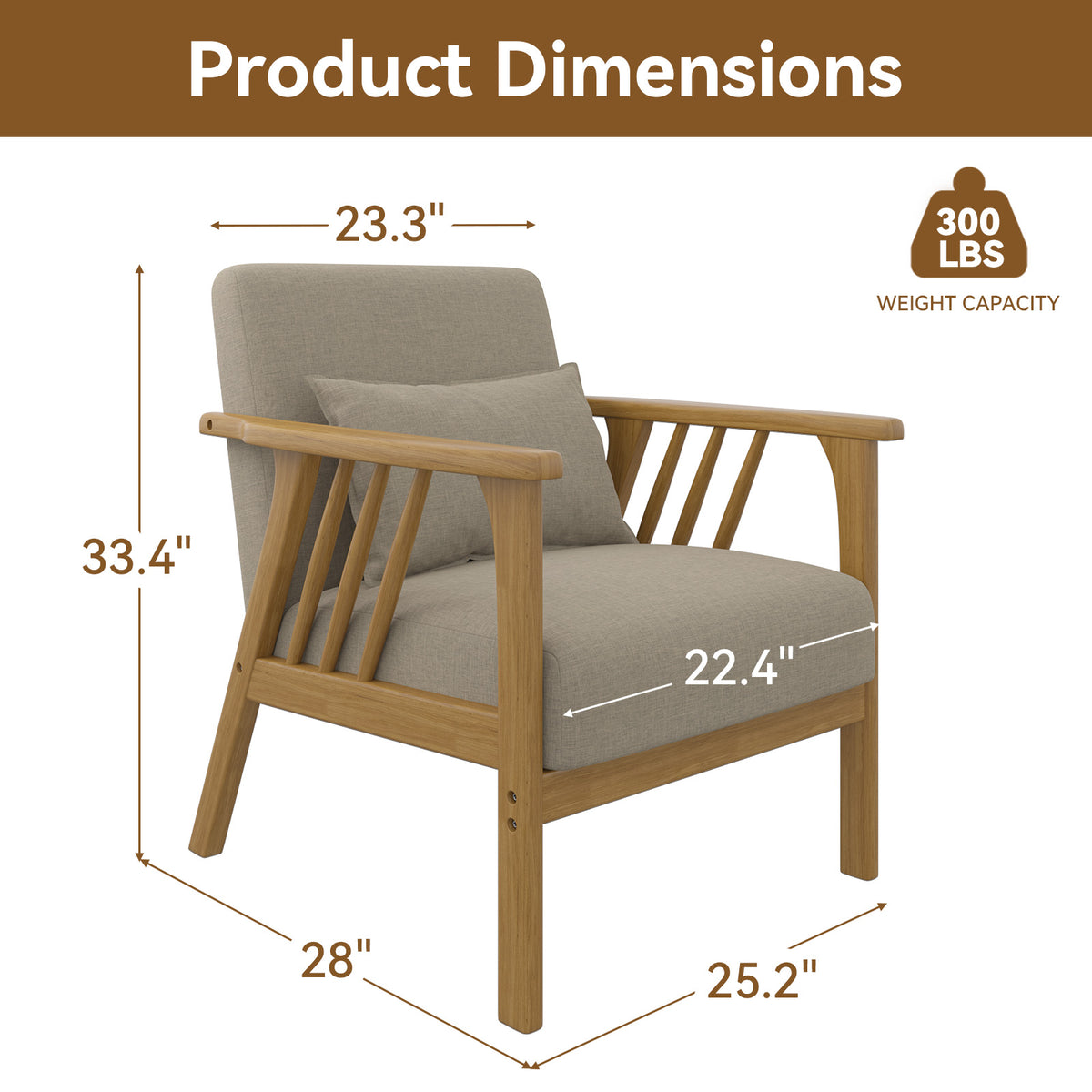 Modern Minimalist Single Sofa Chair: High-Density Sponge Cushion & High-Quality Wooden Frame FU01050-wz