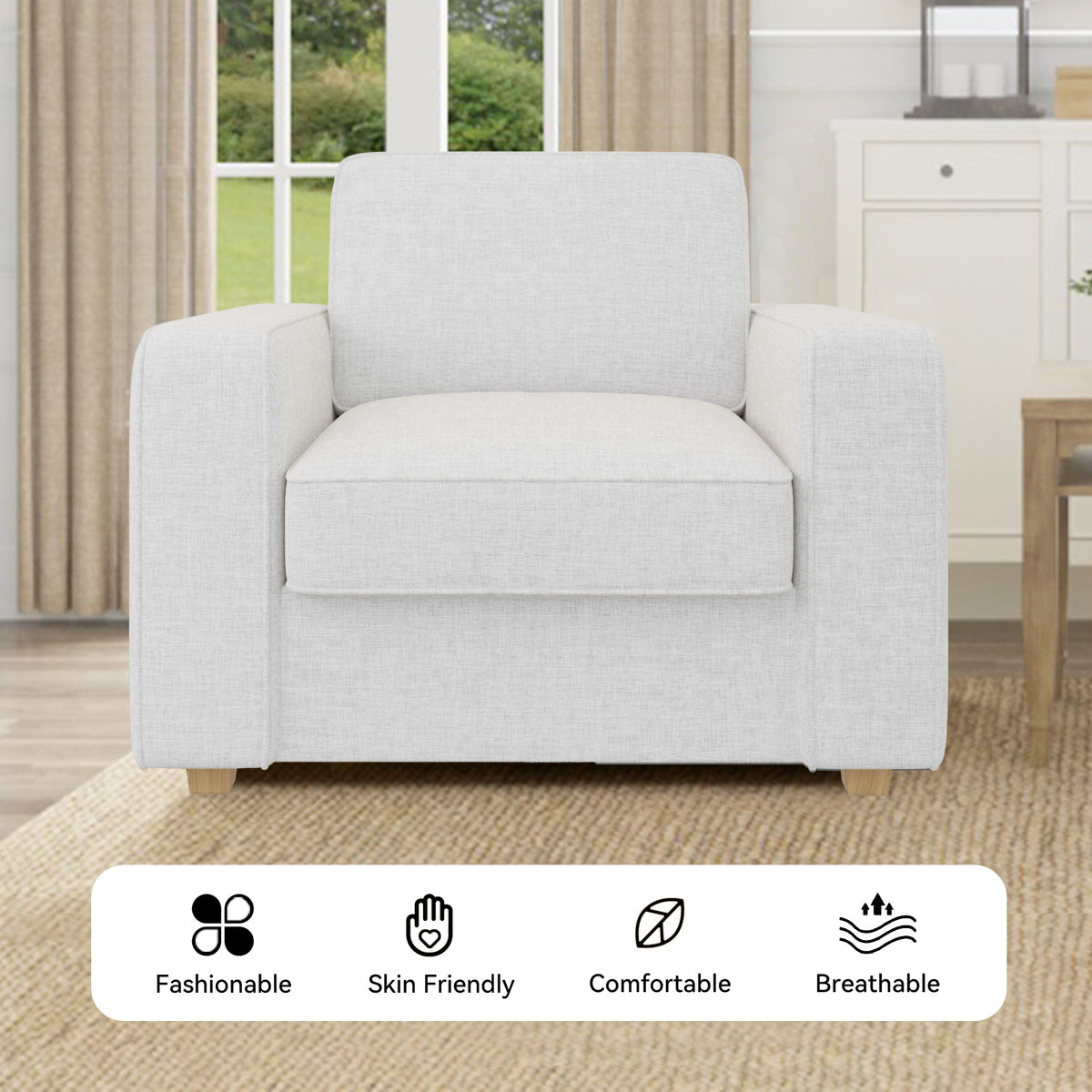 Modern Minimalist Single Sofa: High-Density Sponge & Wide Armrest Design FU01048-wz