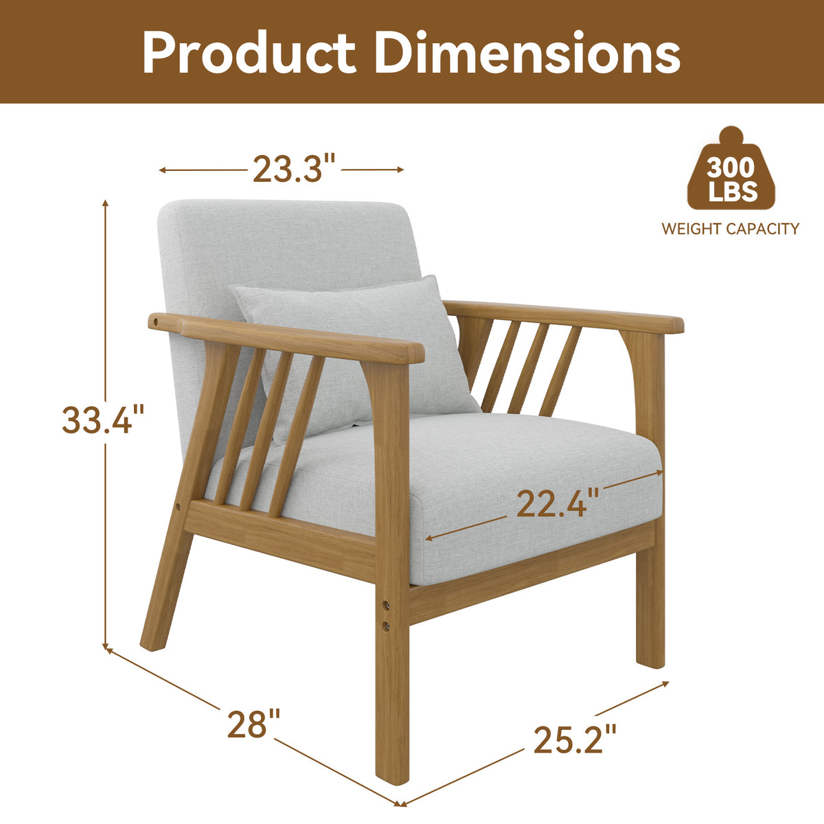 Modern Minimalist Single Sofa Chair: High-Density Sponge Cushion & High-Quality Wooden Frame FU01050-wz