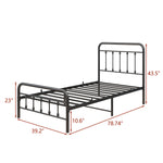 Metal Platform Bed Frame with Headboard No Box Spring Needed Twin BLACK W84068777-djyc