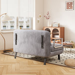 39″ Convertible Chair Bed, Tri-Fold Sofa Bed with Adjustable Backrest & Pillow, Leisure Chaise Lounge Couch with Sturdy Steel Frame for Home & Office, Comfortable Sleeper Chair Light grey Dutch velvet W1767P192812-djyc