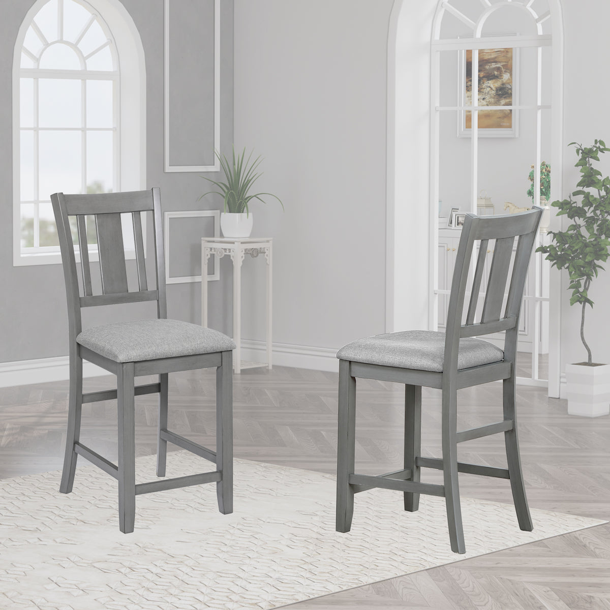 Dining Room Furniture Counter Height Chairs Set of 4, Kitchen Chair with Padded Seat , Upholstered Side Chair for Dining Room, Living Room, Gray W1998126393-djyc