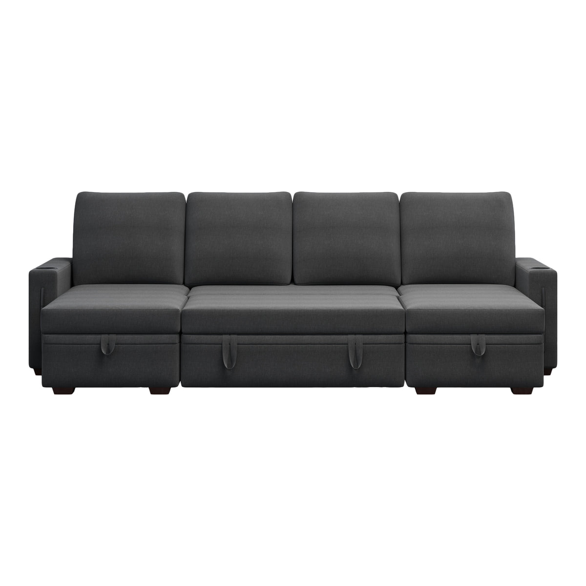 Sectional Sofa with Storage, 96" U Shaped Sectional Couches for Living Room, Comfy Convertible Sectional Sofa- Dark Grey W1669S00008-djyc