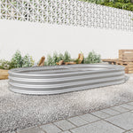 Raised Garden Bed Outdoor, Oval Large Metal Raised Planter Bed for for Plants, Vegetables, and Flowers - Silver W840102510-djyc