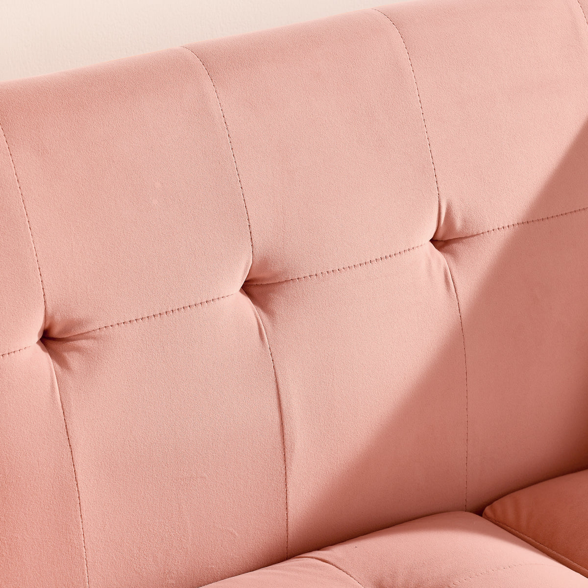 Loveseat Sofa, Mid Century Modern Decor Love Seat Couches for Living Room, Button Tufted Upholstered Small Couch for Bedroom, Solid and Easy to Install Love Seats Furniture,Pink W487P189546-djyc