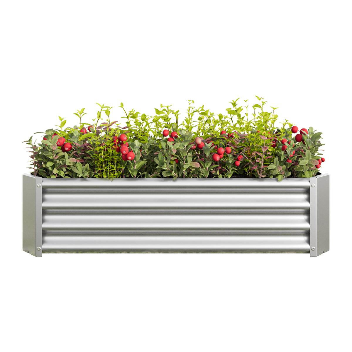 Metal Raised Garden Bed, Rectangle Raised Planter 4×2×1ftfor Flowers Plants, Vegetables HerbSilver W84091001-djyc