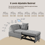 4-in-1 Convertible Sofas & Couches, Single Extendable Sofa with 6 Position Adjustable Back, Sofa Bed with 2 Pillows, Gray W1998121145-djyc