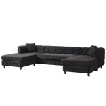 126-inch Modern Style Chenille Three Piece Sofa, Pull Point Design U-shaped Sofa two Chaise Longue Seats, two Pillows and Plastic Feet, Suitable for Living room, Bedroom, Lounge and Projection Room W834S00330-djyc