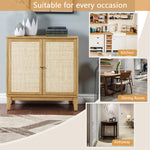 Buffet Cabinet with Storage,Storage Cabinet with Natural Rattan Decorated Doors,Rattan Cabinet with Adjustable Shelf,Sideboard for Living Room,Kitchen,Hallway,2 doors, storage, Natural W1998128697-djyc