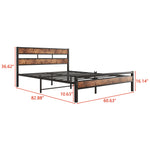 Queen Size Platform Bed Frame with Rustic Vintage Wood Headboard, Strong Metal Slats Support, No Box Spring Needed W840P144084-djyc