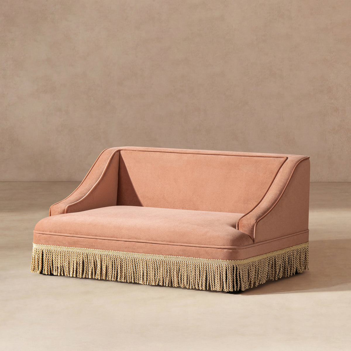 Duchess 33' Medium Princess Pet Bed Sofa with Fringe Skirt, Peach Orange Performance Velvet-B2719P479029