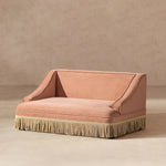 Duchess 33' Medium Princess Pet Bed Sofa with Fringe Skirt, Peach Orange Performance Velvet-B2719P479029