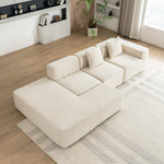 116.5' Sectional Sofa Full-compressed Sofa Couch Free-combined Sofa for Living Room, Beige N719S001630A-djyc