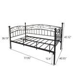 Metal Daybed Frame Multifunctional Mattress Foundation/Bed Sofa with Headboard, Twin, Black W840100846-djyc