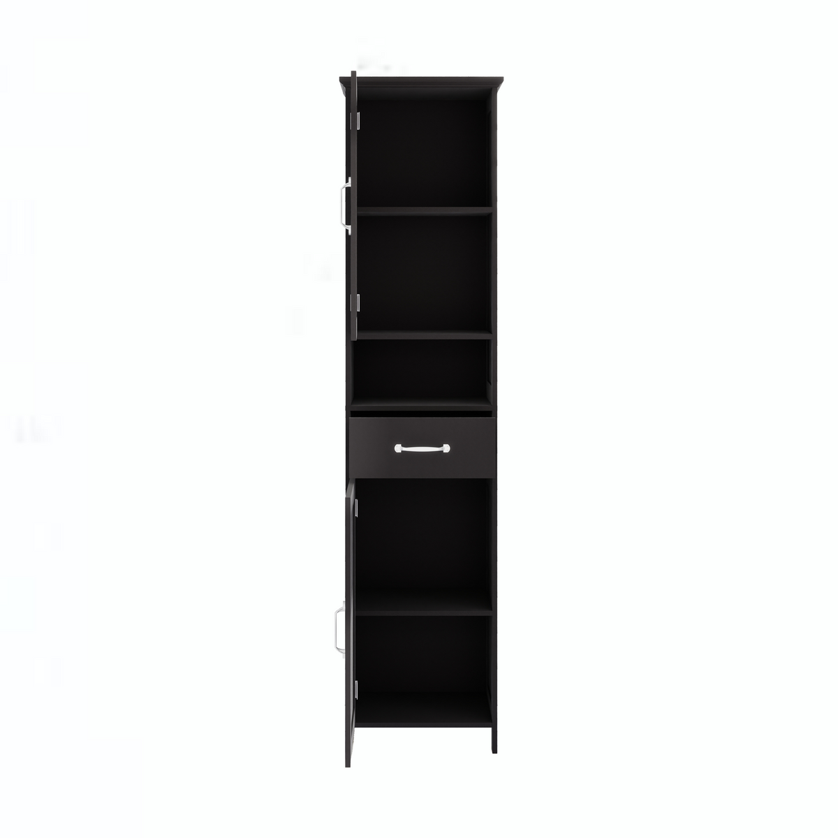 Double Door Narrow Height Slim Floor Standing Cabinet with 2 Adjustable Shelves-Black W282P171953-djyc