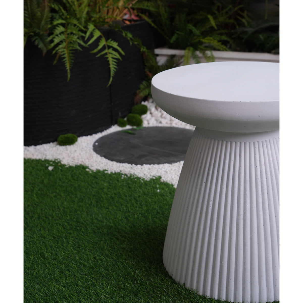 Decorative Garden End Table, 18.1" H Modern Heavy Duty Patio Sturdy Faux Terrazzo Accent Table Side Table Plant Table for Indoor Outdoor W2734P194120-djyc