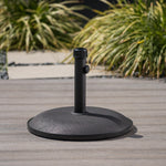 Sturdy Concrete Umbrella Base: Handcrafted Design for Up to 5ft Umbrellas, Black Iron Support Pole 54757-djyc