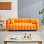 80-Inch Orange Teddy Fleece Sofa for Living Room or Bedroom, Including Two Throw Pillows & Sturdy Hardware Foot Support W1278P173376-djyc
