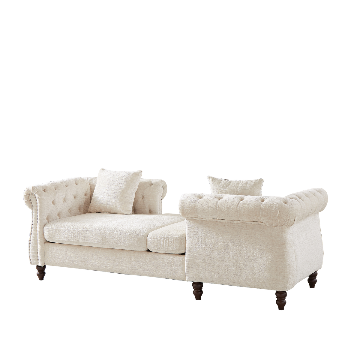 81-inch Chenille Face-to-face Chaise Lounge with Two Pillows,Nailhead trim,Button Tufted Design and Rolled Arms for Lounge, Living room and Office W834S00315-djyc