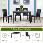 5 Piece Wooden Dining Table Set, Kitchen Table Set with a Rectangular Table and 4 Upholstered Chairs, Wooden Dining Room Table with Crystal Decoration and Chairs Set for Kitchen, Dining Room, Black W1998S00047-djyc