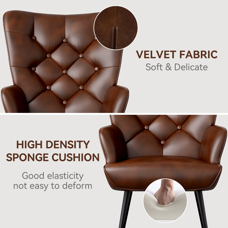 Ergonomic Leather Armchair: Thick 4.5-Inch Cushion and Adjustable Foot Support FU01030-wz