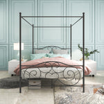 Metal Canopy Bed Frame with Vintage Style Headboard & Footboard , Easy DIY Assembly All Parts Included, Queen Black(same as 748G-BK) W84036133-djyc