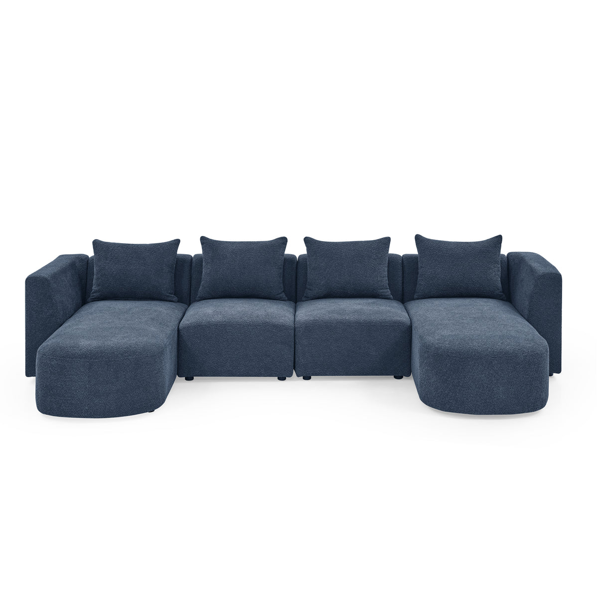 U Shape Sectional Sofa including Two Single Seats and Two Chaises, Modular Sofa, DIY Combination, Loop Yarn Fabric, Navy W487S00162-djyc