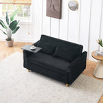 The pull-out and push-in black corduroy sofa with dual functions, equipped with a movable tabletop and USB ports, is suitable for use in living rooms and bedrooms. W1278P248131-djyc
