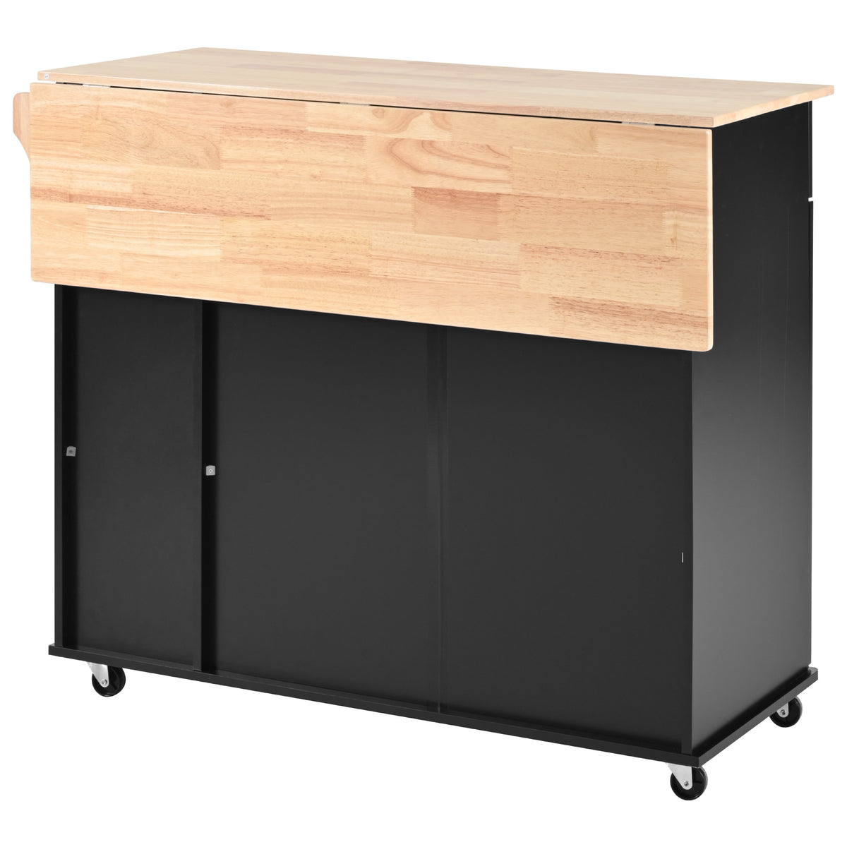 K&K Kitchen Island with Drop Leaf, Kitchen Storage Cart with 3 Tier Pull Out Cabinet Organizer, Internal Storage Rack, Rolling Kitchen Cart on Wheels with Towel Rack, 2 Drawers, for Kitchen, Black WF531421AAB-djyc