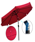 10ft Patio Umbrella MarketRound Umbrella Outdoor GardenUmbrellas with Crank and Push Button Tilt for Garden Backyard Pool Shade Outside W65627947-djyc