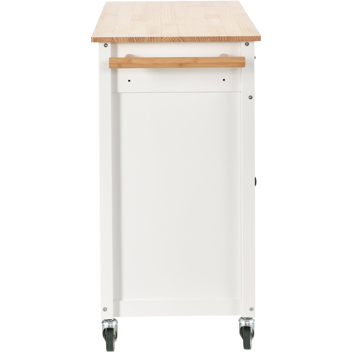 Kitchen Island Cart with Solid Wood Top and Locking Wheels,54.3 Inch Width,4 Door Cabinet and Two Drawers,Spice Rack, Towel Rack (White) WF286911AAW-djyc