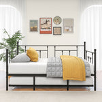 Metal Daybed Frame Twin Size Platform with trundle , No Box Spring Needed Black W840104493-djyc