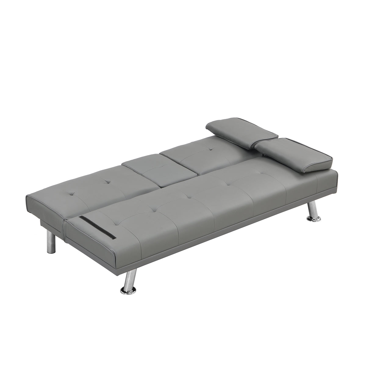 sofa bed with Armrest two holdersWOOD FRAME, STAINLESS LEG, FUTON GREY PVC W214104621-djyc