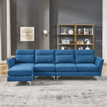 Modern Sofa 3-Seat Couch with Stainless Steel Trim and Metal Legs for Living Room,New package compression sofa technology,Navy blue W487S00235-djyc