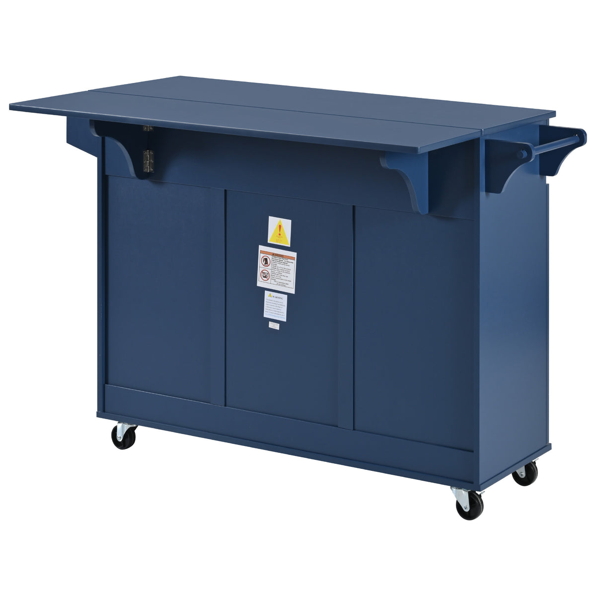 K&K 53.2''Kitchen Island with Drop Leaf, Kitchen Storage Cart with Spice Rack, Towel Rack and 2 Drawers, Rolling Kitchen Island on Wheels with Adjustable Shelves for Kitchen, Dining Room, Navy Blue N707P173041G-djyc