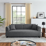 Linen Fabric 3 Seat Sofa with Two End Tables and Two Pillows, Removable Back and Armrest, Morden Style Upholstered 3-Seat Couch for Living Room W487139512-djyc